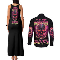 I Can Keep My Mouth Couples Matching Tank Maxi Dress and Long Sleeve Button Shirt - Wonder Print Shop