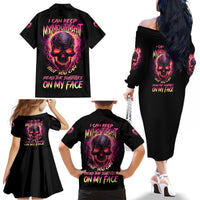 I Can Keep My Mouth Family Matching Off Shoulder Long Sleeve Dress and Hawaiian Shirt - Wonder Print Shop