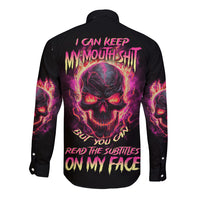 I Can Keep My Mouth Long Sleeve Button Shirt - Wonder Print Shop