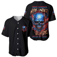 Your Demons Hide Under Your Bed Skull Baseball Jersey - Wonder Print Shop