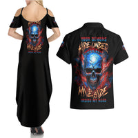 Your Demons Hide Under Your Bed Skull Couples Matching Summer Maxi Dress and Hawaiian Shirt - Wonder Print Shop