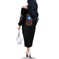 Your Demons Hide Under Your Bed Skull Family Matching Off Shoulder Long Sleeve Dress and Hawaiian Shirt - Wonder Print Shop
