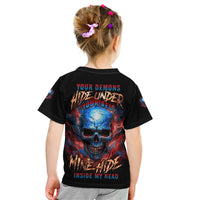 Your Demons Hide Under Your Bed Skull Kid T Shirt - Wonder Print Shop