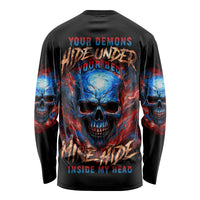 Your Demons Hide Under Your Bed Skull Long Sleeve Shirt - Wonder Print Shop