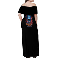 Your Demons Hide Under Your Bed Skull Off Shoulder Maxi Dress - Wonder Print Shop