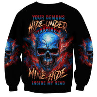 Your Demons Hide Under Your Bed Skull Sweatshirt - Wonder Print Shop