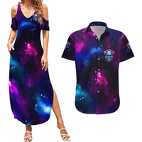 Karma Fairy Skull Galaxy Couples Matching Summer Maxi Dress and Hawaiian Shirt - Wonder Print Shop
