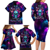 Karma Fairy Skull Galaxy Family Matching Long Sleeve Bodycon Dress and Hawaiian Shirt - Wonder Print Shop