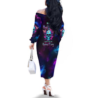 Karma Fairy Skull Galaxy Family Matching Off Shoulder Long Sleeve Dress and Hawaiian Shirt - Wonder Print Shop