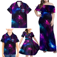 Karma Fairy Skull Galaxy Family Matching Off Shoulder Maxi Dress and Hawaiian Shirt - Wonder Print Shop