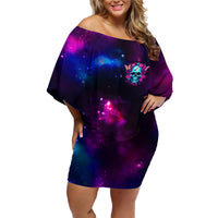 Karma Fairy Skull Galaxy Family Matching Off Shoulder Short Dress and Hawaiian Shirt - Wonder Print Shop