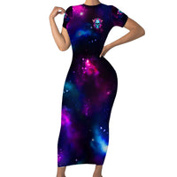 Karma Fairy Skull Galaxy Family Matching Short Sleeve Bodycon Dress and Hawaiian Shirt - Wonder Print Shop