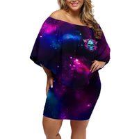 Karma Fairy Skull Galaxy Off Shoulder Short Dress - Wonder Print Shop