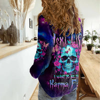 Karma Fairy Skull Galaxy Women Casual Shirt - Wonder Print Shop