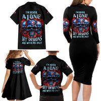 I'm Never Alone My Demons Are With Me 24/7 Family Matching Long Sleeve Bodycon Dress and Hawaiian Shirt - Wonder Print Shop
