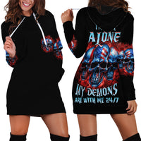 I'm Never Alone My Demons Are With Me 24/7 Hoodie Dress - Wonder Print Shop