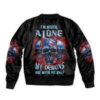 I'm Never Alone My Demons Are With Me 24/7 Sleeve Zip Bomber Jacket - Wonder Print Shop