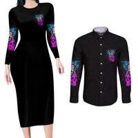 In My Next Life - I Want To Be The Karma Fairy Couples Matching Long Sleeve Bodycon Dress and Long Sleeve Button Shirt - Wonder Print Shop