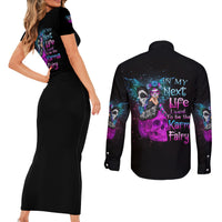 In My Next Life - I Want To Be The Karma Fairy Couples Matching Short Sleeve Bodycon Dress and Long Sleeve Button Shirt - Wonder Print Shop