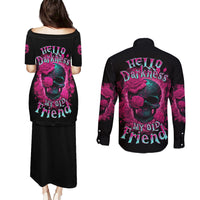 Hello Darkness My Old Friend Couples Matching Puletasi Dress and Long Sleeve Button Shirt - Wonder Print Shop