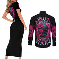 Hello Darkness My Old Friend Couples Matching Short Sleeve Bodycon Dress and Long Sleeve Button Shirt - Wonder Print Shop