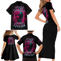 Hello Darkness My Old Friend Family Matching Short Sleeve Bodycon Dress and Hawaiian Shirt - Wonder Print Shop