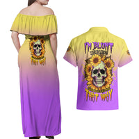 I'm Blunt Because God Rolled Me Sunflower Couples Matching Off Shoulder Maxi Dress and Hawaiian Shirt - Wonder Print Shop
