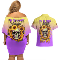 I'm Blunt Because God Rolled Me Sunflower Couples Matching Off Shoulder Short Dress and Hawaiian Shirt - Wonder Print Shop