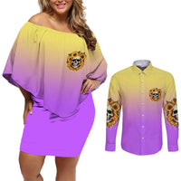 I'm Blunt Because God Rolled Me Sunflower Couples Matching Off Shoulder Short Dress and Long Sleeve Button Shirt - Wonder Print Shop