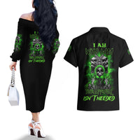 I Am Who I Am Skull Couples Matching Off The Shoulder Long Sleeve Dress and Hawaiian Shirt - Wonder Print Shop
