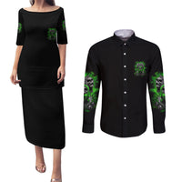 I Am Who I Am Skull Couples Matching Puletasi Dress and Long Sleeve Button Shirt - Wonder Print Shop