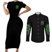 I Am Who I Am Skull Couples Matching Short Sleeve Bodycon Dress and Long Sleeve Button Shirt - Wonder Print Shop