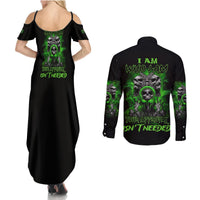 I Am Who I Am Skull Couples Matching Summer Maxi Dress and Long Sleeve Button Shirt - Wonder Print Shop