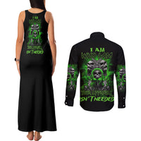 I Am Who I Am Skull Couples Matching Tank Maxi Dress and Long Sleeve Button Shirt - Wonder Print Shop