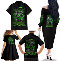 I Am Who I Am Skull Family Matching Off Shoulder Long Sleeve Dress and Hawaiian Shirt - Wonder Print Shop