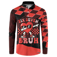 Six Seven Bruh Heart Button Sweatshirt 67 Meme Cool Valentine’s Day Character Dabbing