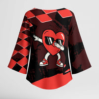 Six Seven Bruh Heart Kimono Sleeve Blouse 67 Meme Cool Valentine’s Day Character Dabbing