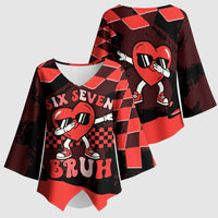 Six Seven Bruh Heart Kimono Sleeve Blouse 67 Meme Cool Valentine’s Day Character Dabbing