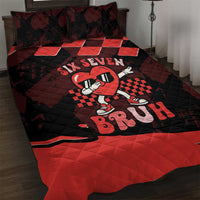 Six Seven Bruh Heart Quilt Bed Set 67 Meme Cool Valentine’s Day Character Dabbing