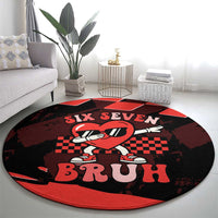 Six Seven Bruh Heart Round Carpet 67 Meme Cool Valentine’s Day Character Dabbing