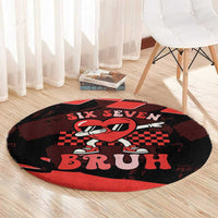 Six Seven Bruh Heart Round Carpet 67 Meme Cool Valentine’s Day Character Dabbing