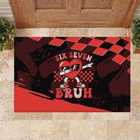 Six Seven Bruh Heart Rubber Doormat 67 Meme Cool Valentine’s Day Character Dabbing