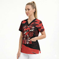 Six Seven Bruh Heart Scrub Top 67 Meme Cool Valentine’s Day Character Dabbing