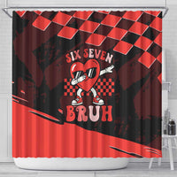 Six Seven Bruh Heart Shower Curtain 67 Meme Cool Valentine’s Day Character Dabbing