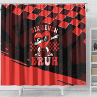 Six Seven Bruh Heart Shower Curtain 67 Meme Cool Valentine’s Day Character Dabbing