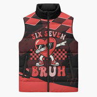 Six Seven Bruh Heart Sleeveless Puffer Jacket 67 Meme Cool Valentine’s Day Character Dabbing