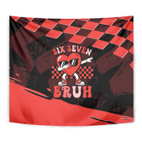 Six Seven Bruh Heart Tapestry 67 Meme Cool Valentine’s Day Character Dabbing