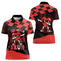 Six Seven Bruh Heart Women Polo Shirt 67 Meme Cool Valentine’s Day Character Dabbing