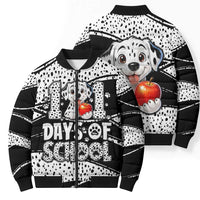 101 Days of School Dalmatian Bomber Puffer Jacket 100th Days Teacher Girl Boy - Spotted Mono Spiral