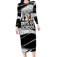 101 Days of School Dalmatian Long Sleeve Bodycon Dress 100th Days Teacher Girl Boy - Spotted Mono Spiral
